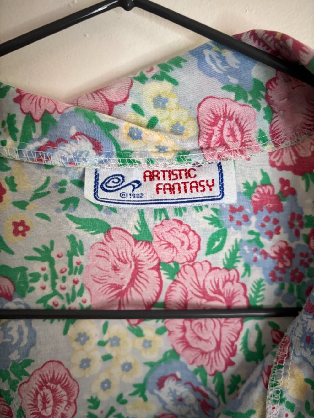 Vintage 1982 Artistic Fantasy Cottagecore Grannycore Collared House Dress - Picture 8 of 8